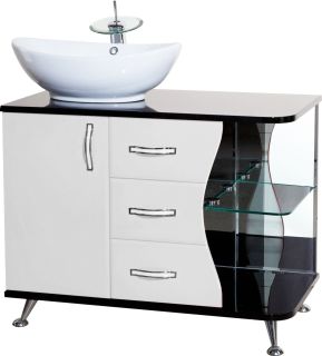 Тумба под раковину Bellezza Рио 90см левая белый/чёрный 00000007195